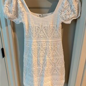 ZARA Cream Openwork Crochet Top